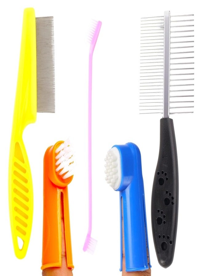 مجموعة أمشاط احترافية للعناية بالحيوانات الأليفة، دبابيس معدنية متعددة الألوان، فرشاة مزدوجة الجوانب بمقبض مريح للكلاب، عبوة من 3 قطع - Image 1